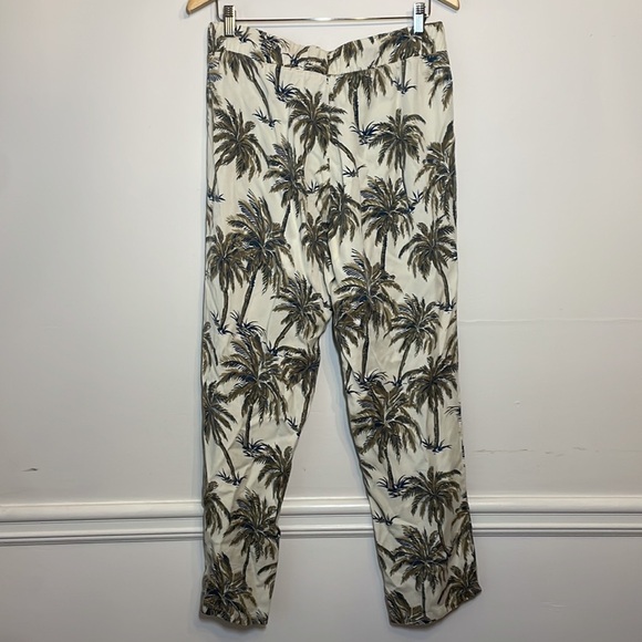 Soft Surroundings Women’s Tropical/Palm Tree Resort Pants Cream/Green L - Picture 6 of 6